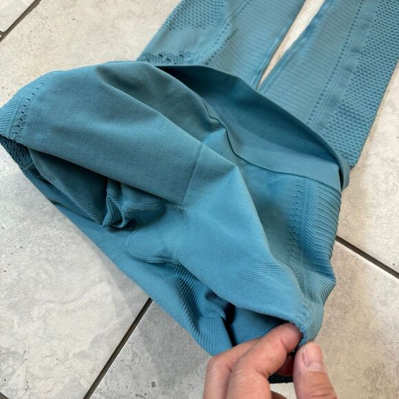 Gymshark Flawless Knit Leggings High Rise Compression Seamless Teal Size M - Picture 8 of 8